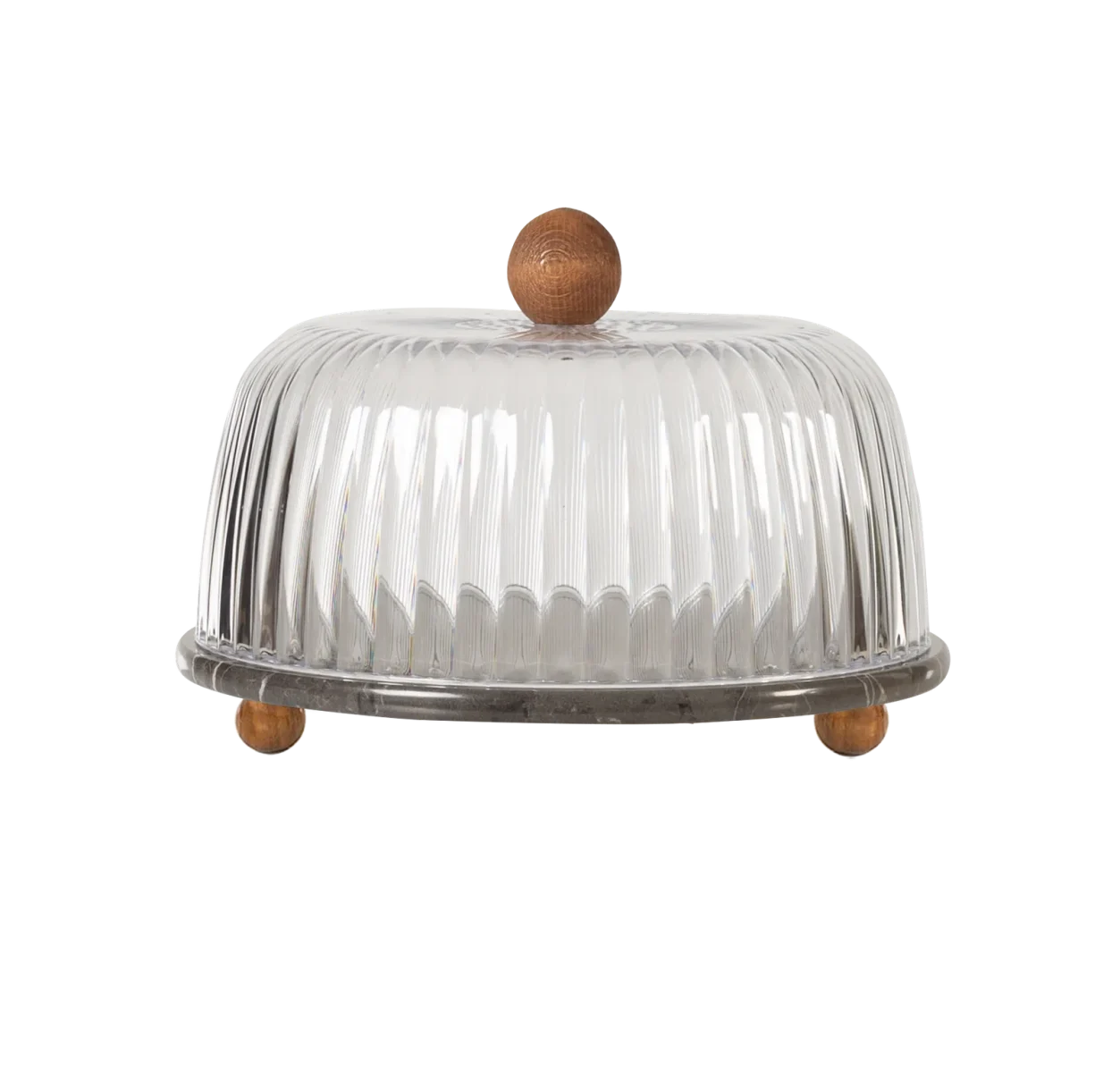 Black Marble Cake Dome With Wooden Ball Feet