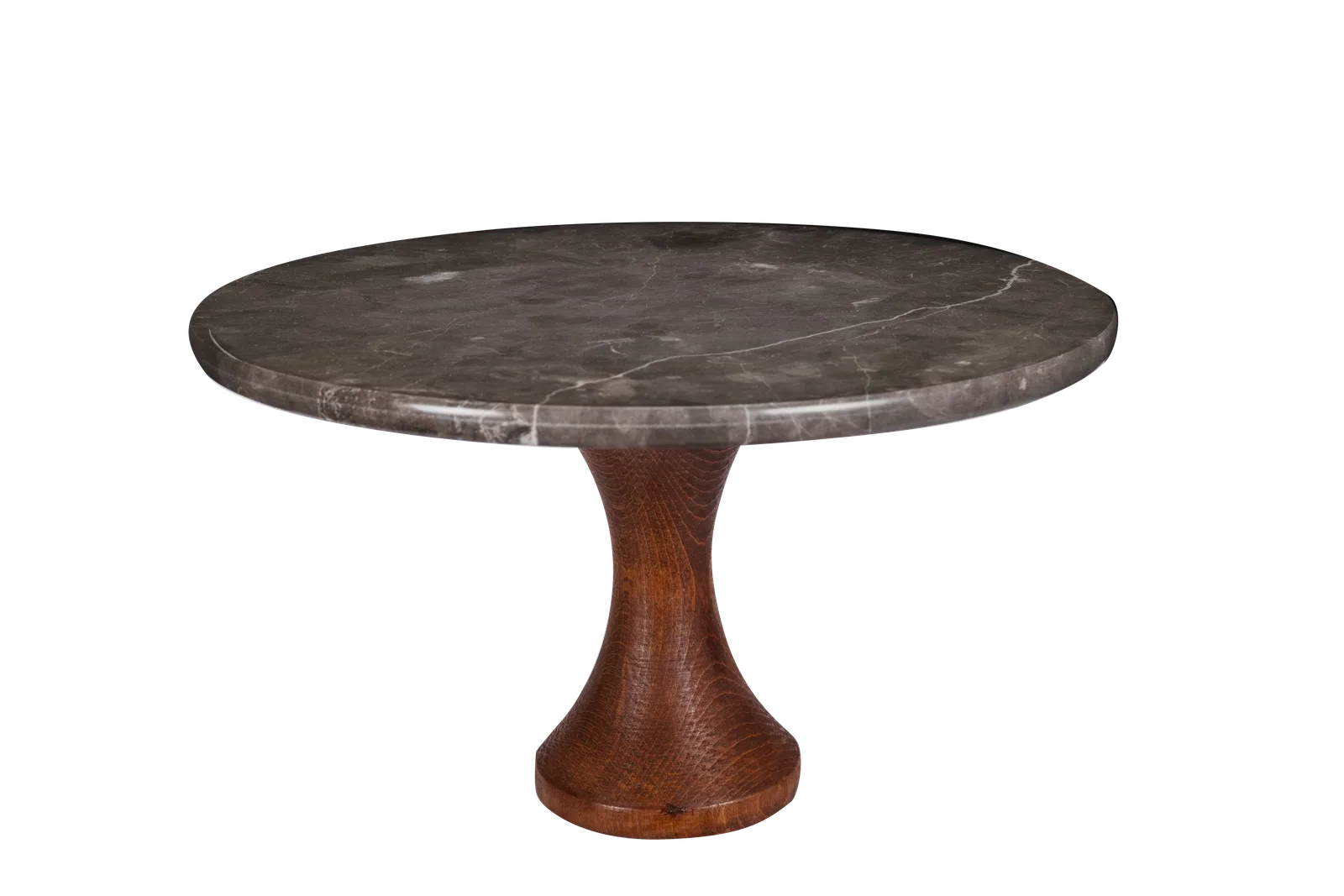 Black Marble Cake Stand With Turned Wooden Pedestal