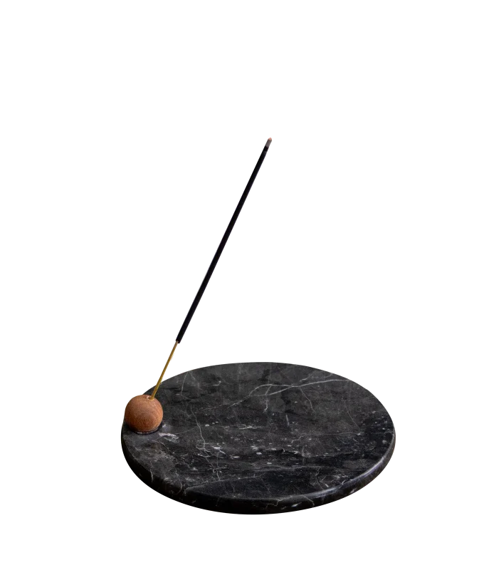 Black Marble Round Incense Holder