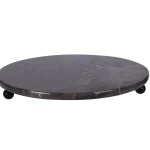 Black Marble Round Tray With Black Ball Feet