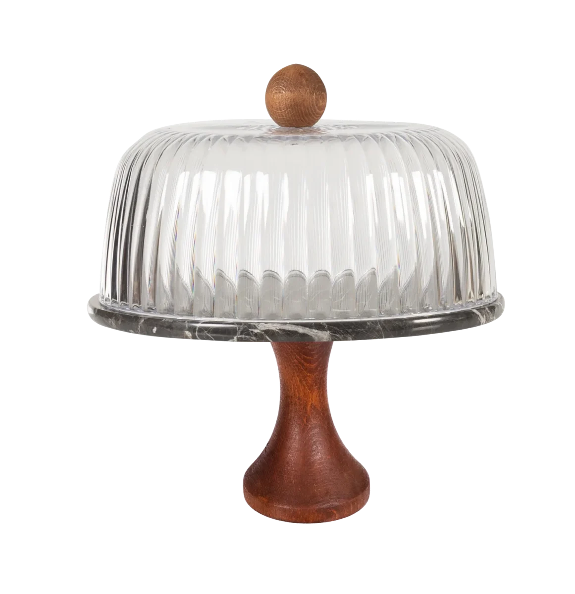Black Marble Tall Cake Stand With Glass Dome