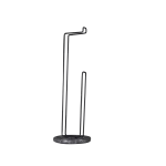 Black Metal Toilet Roll Stand With Black Marble Base