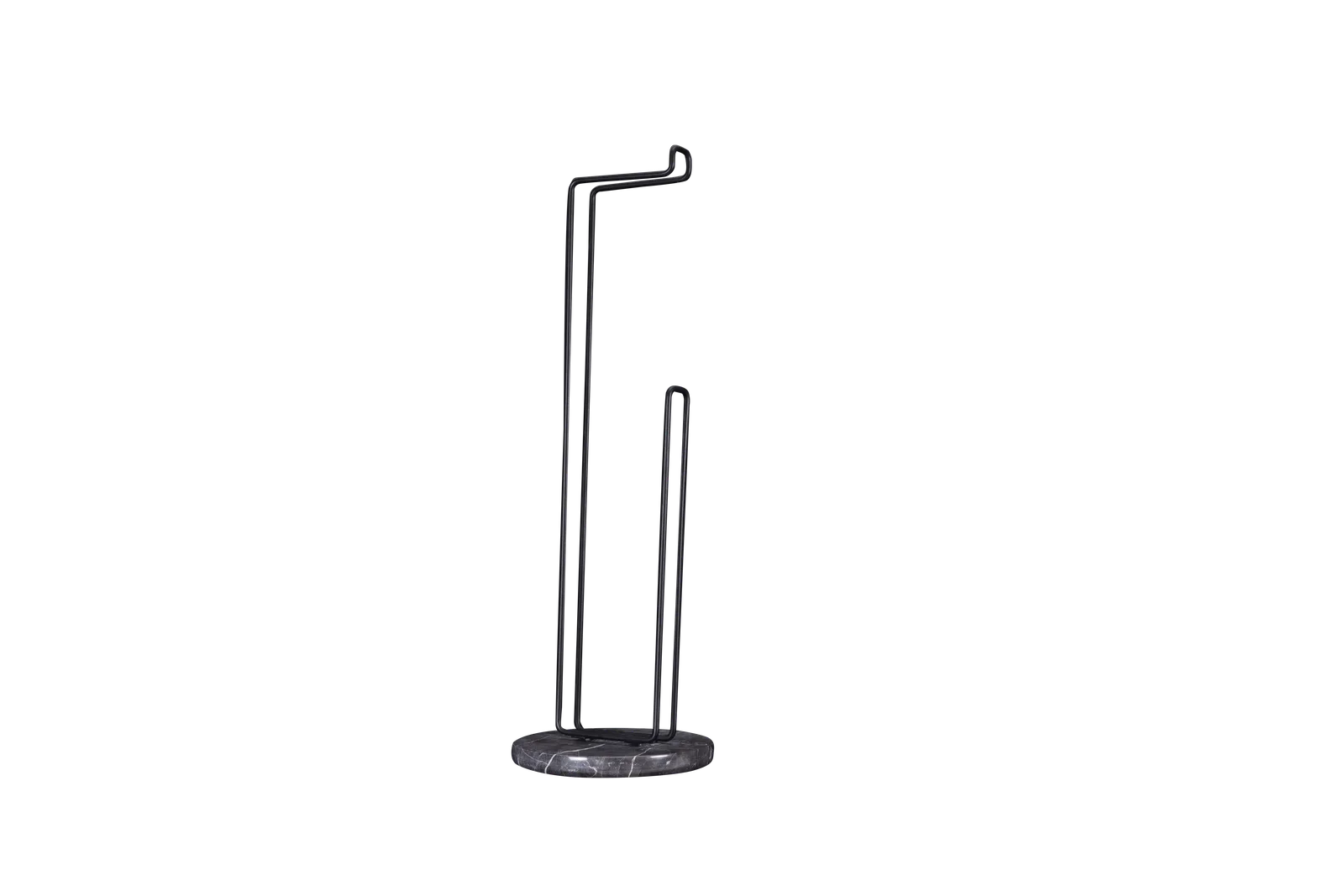 Black Metal Toilet Roll Stand With Black Marble Base