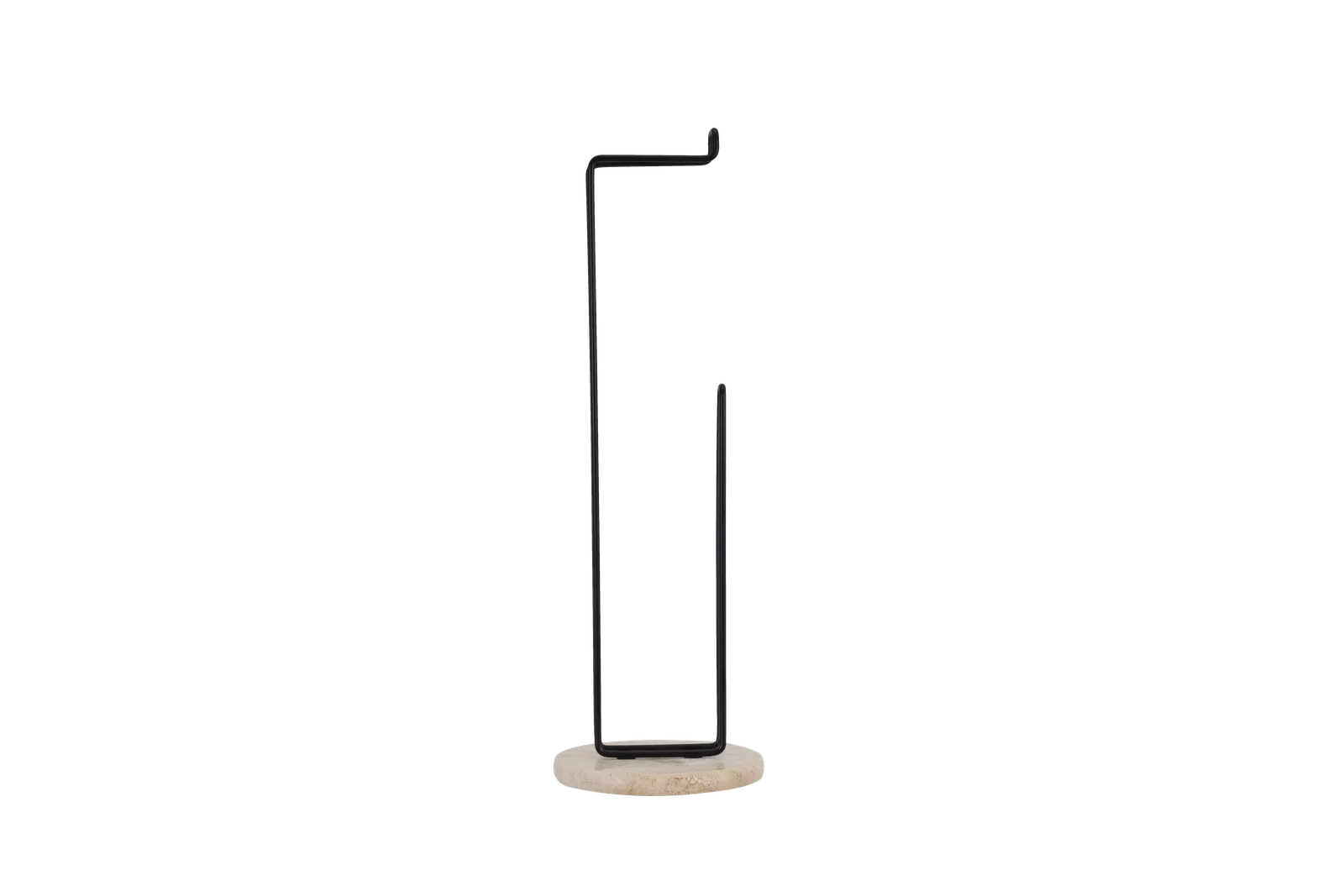 Black Metal Toilet Roll Stand With Travertine Base