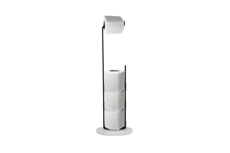Chrome Toilet Roll Stand With White Marble Base