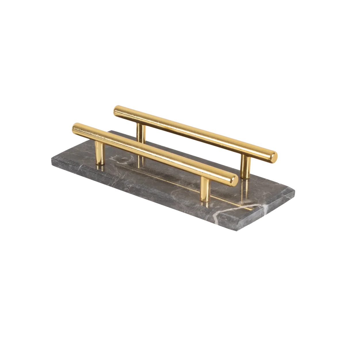Grey Marble Napkin Holder With Gold Bars