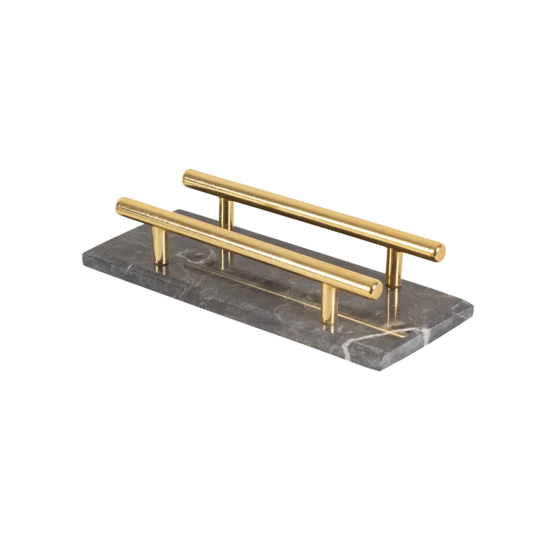 Grey Marble Napkin Holder With Gold Bars