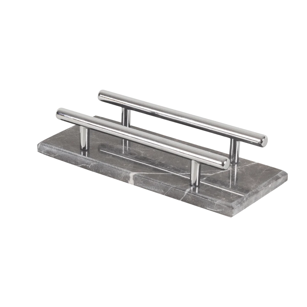 Grey Marble Napkin Holder With Silver Bars