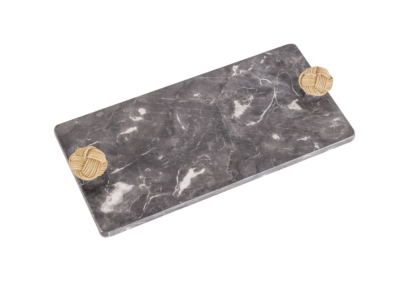 Grey Marble Tray With Rope Knot Handles