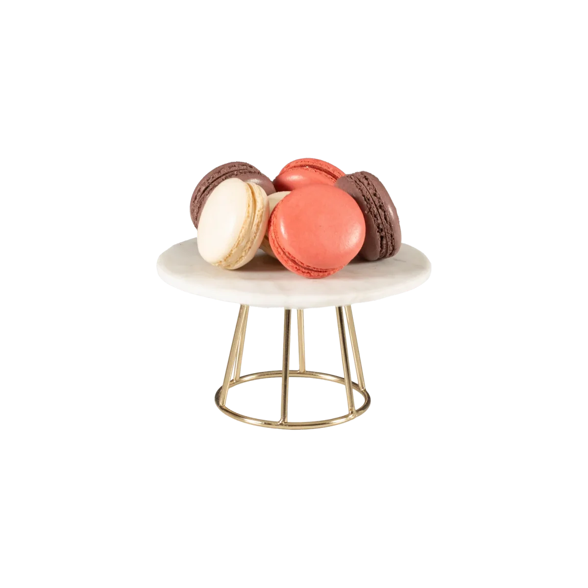 Small White Marble Serving Stand With Gold Wire Base