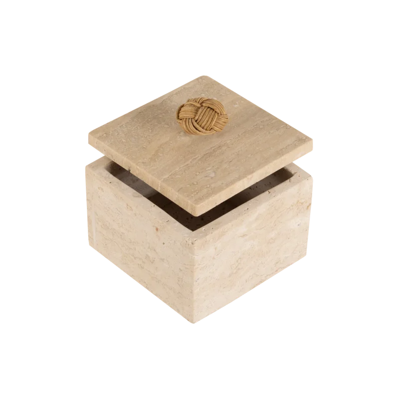 Travertine Box With Rope Knot Lid