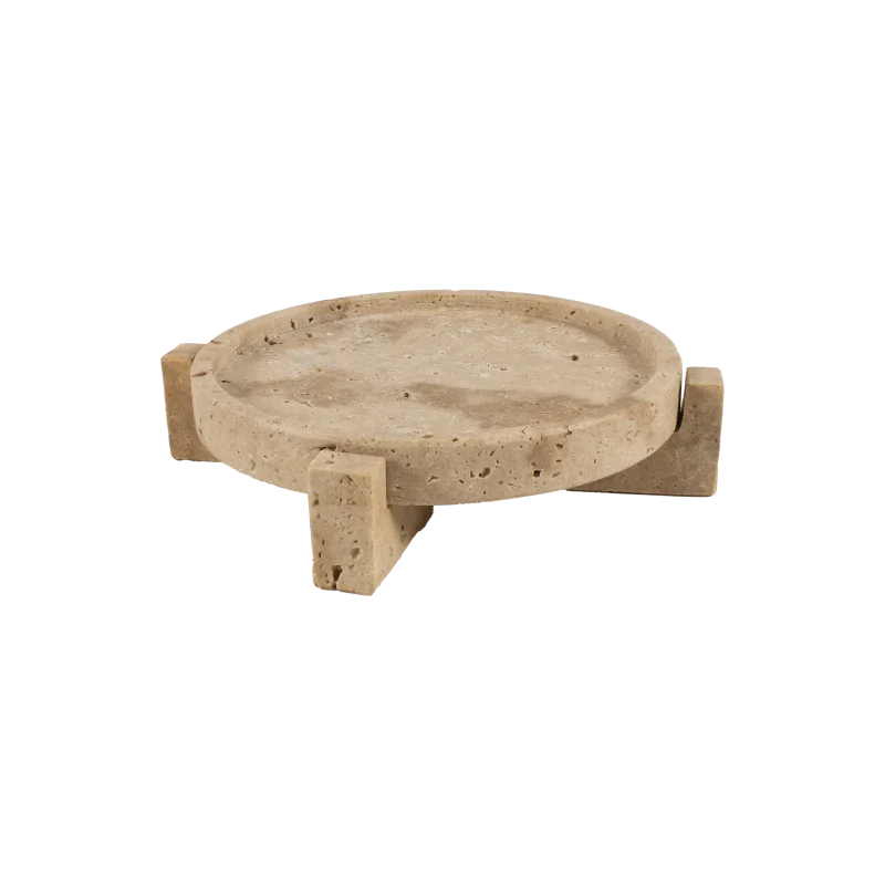 Travertine Footed Round Tray