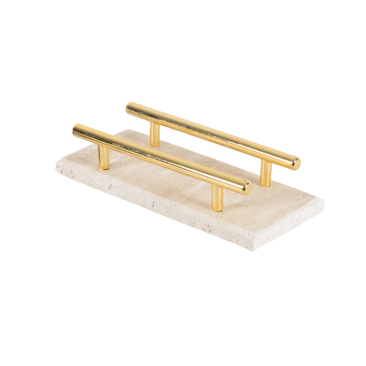 Travertine Napkin Holder With Gold Bars