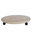Travertine Round Tray With Black Ball Feet