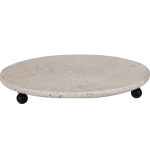Travertine Round Tray With Black Ball Feet