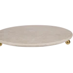 Travertine Round Tray With Gold Ball Feet