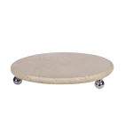 Travertine Round Tray With Silver Ball Feet