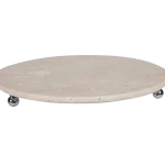 Travertine Round Tray With Silver Ball Feet