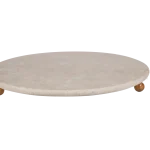 Travertine Round Tray With Wooden Ball Feet