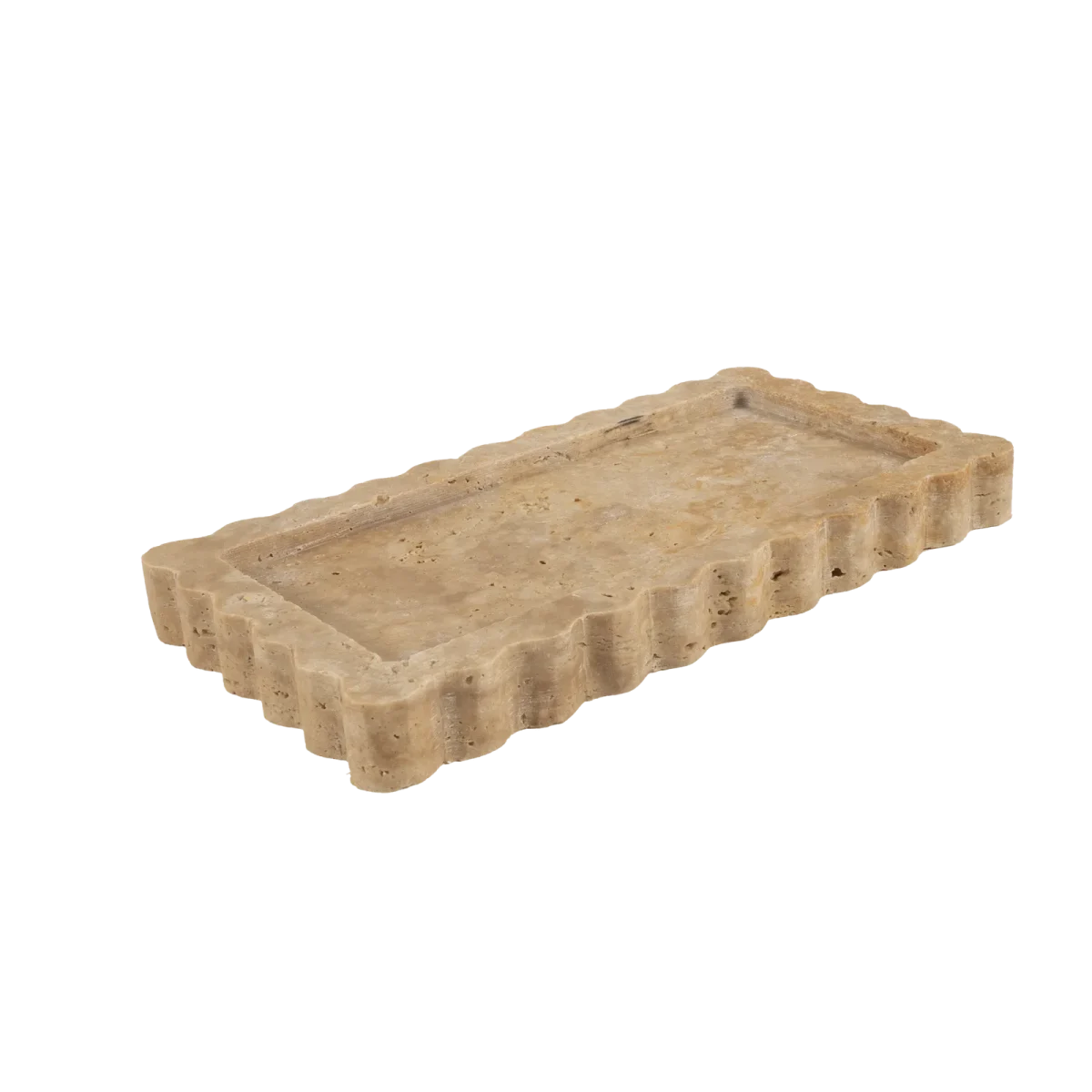 Travertine Scalloped Rectangular Tray
