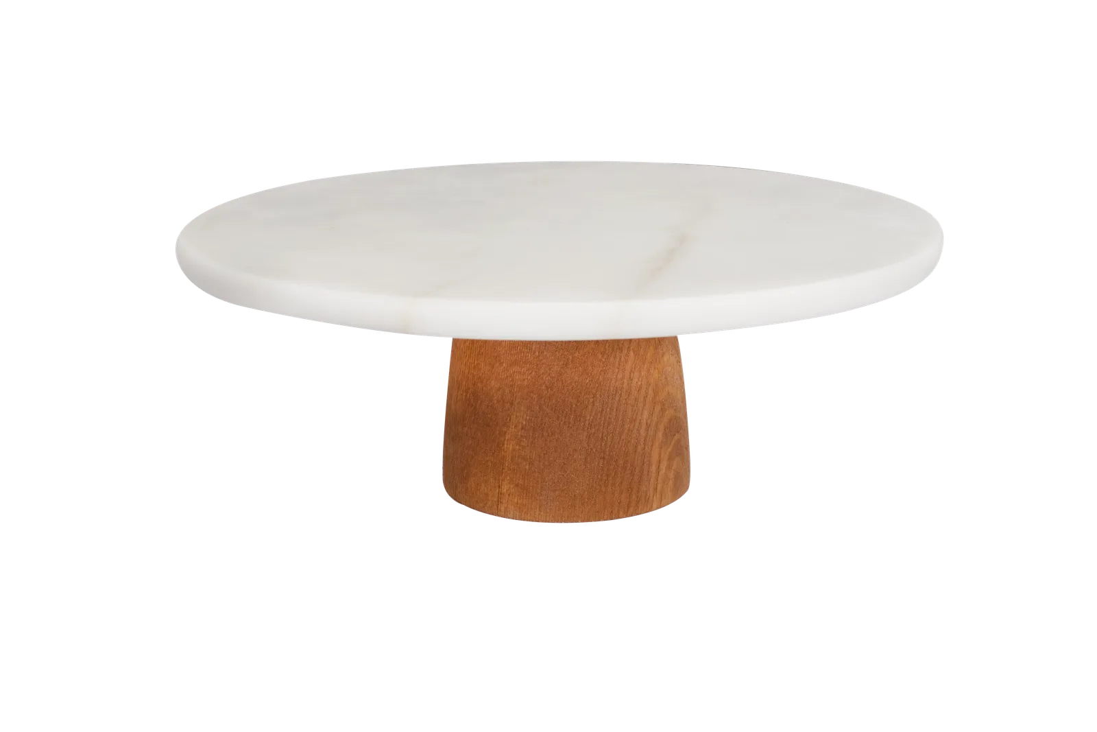 White Marble Cake Stand With Natural Wooden Base