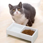 White Marble Double Pet Bowl