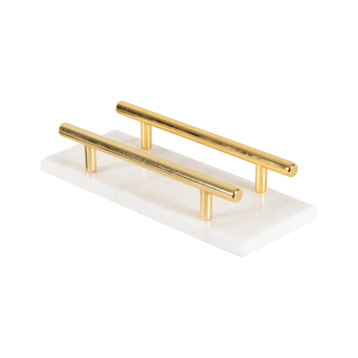 White Marble Napkin Holder With Gold Bars
