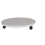 White Marble Round Tray With Black Ball Feet