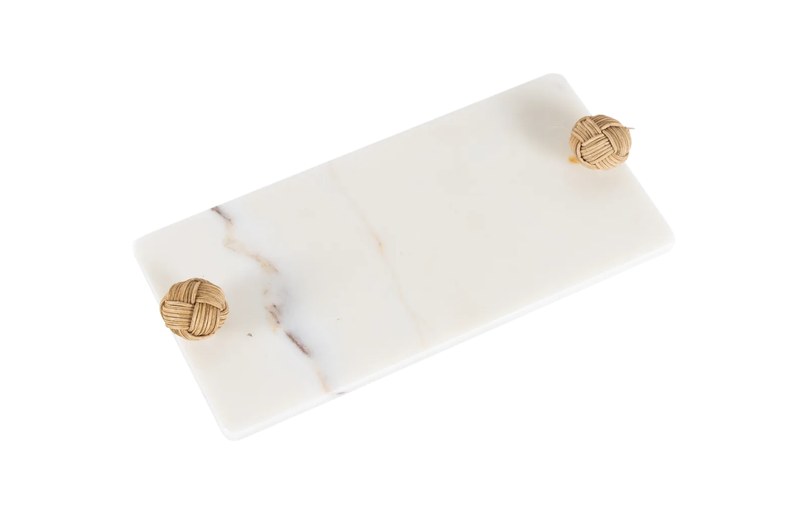 White Marble Tray With Rope Knot Handles