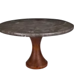 Black Marble Cake Stand With Turned Wooden Pedestal