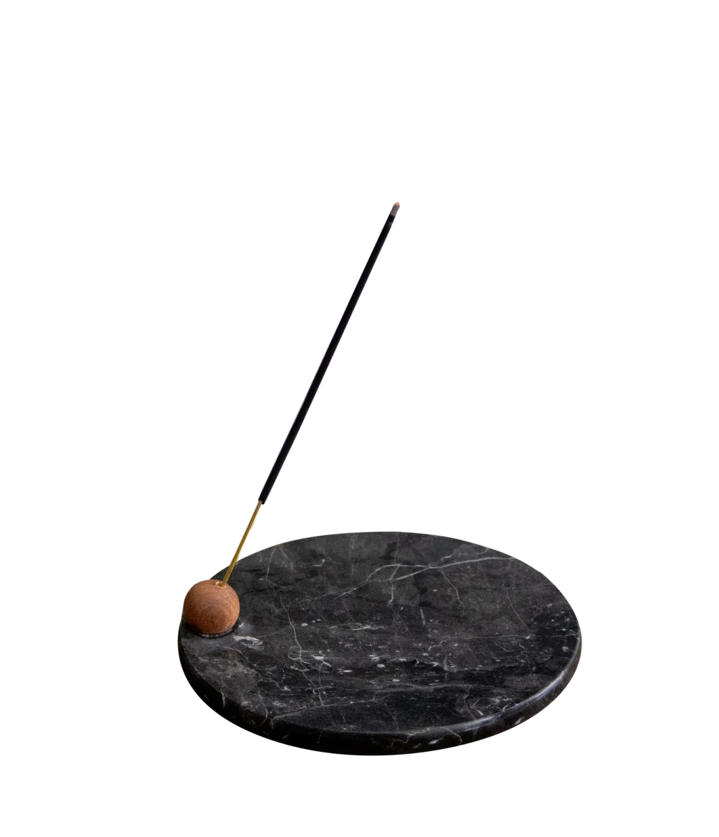Black Marble Round Incense Holder