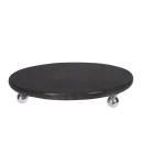 Black Marble Round Tray With Silver Ball Feet