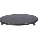 Black Marble Round Tray With Silver Ball Feet