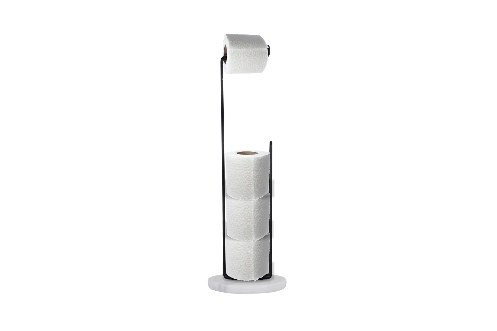 Chrome Toilet Roll Stand With White Marble Base