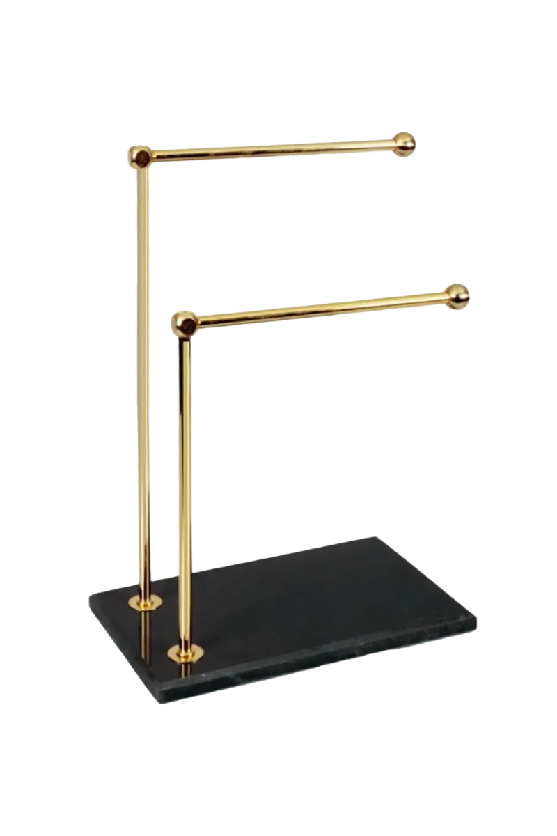 Gold Towel Stand With Black Marble Base