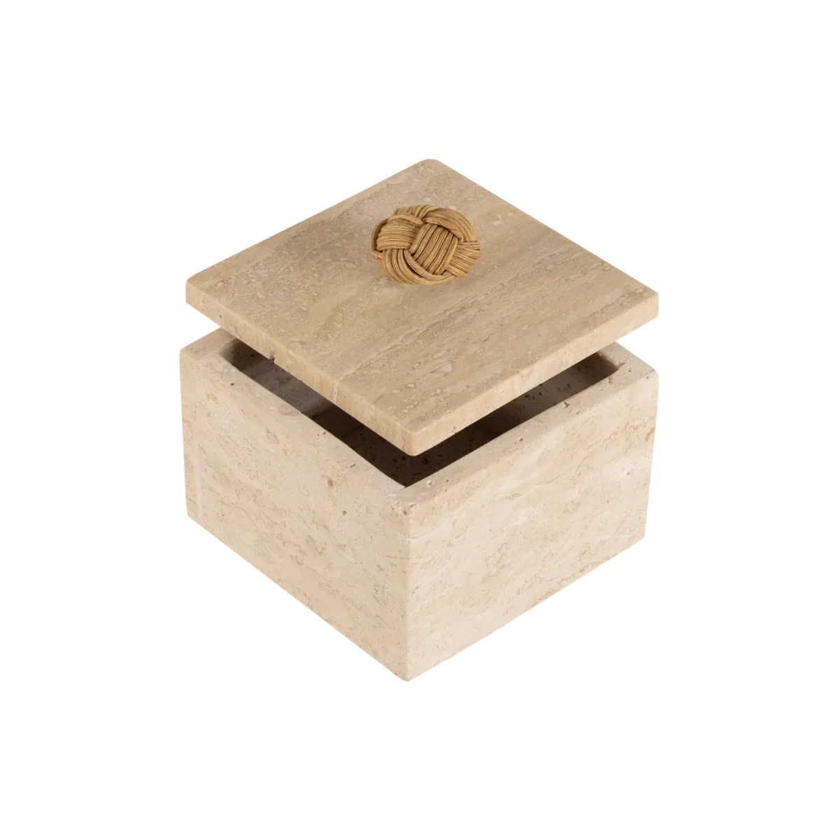 Travertine Box With Rope Knot Lid