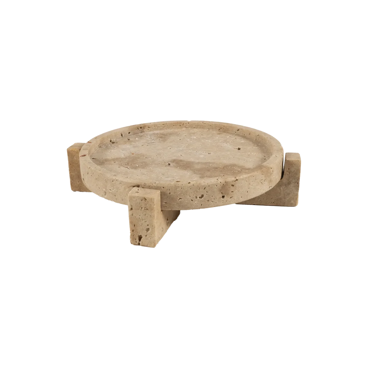 Travertine Footed Round Tray