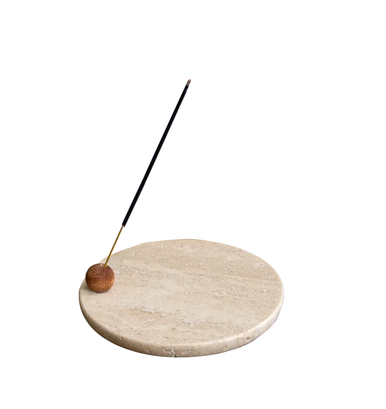 Travertine Round Incense Holder
