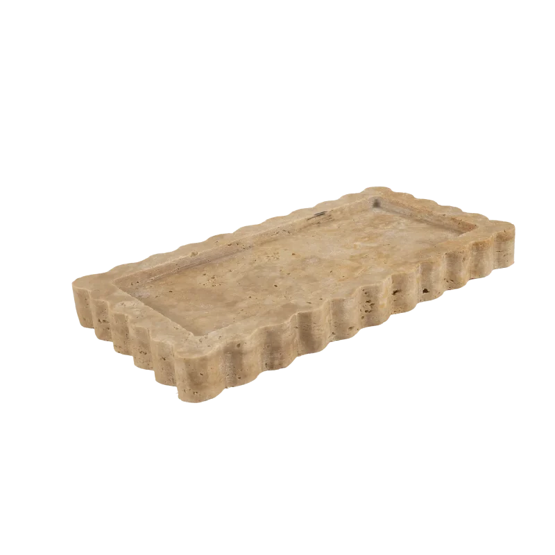 Travertine Scalloped Rectangular Tray