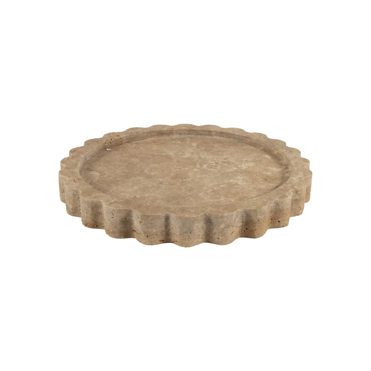 Travertine Scalloped Round Tray