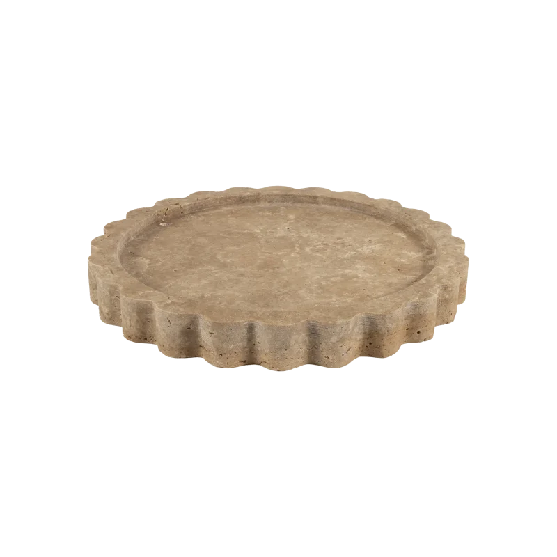 Travertine Scalloped Round Tray