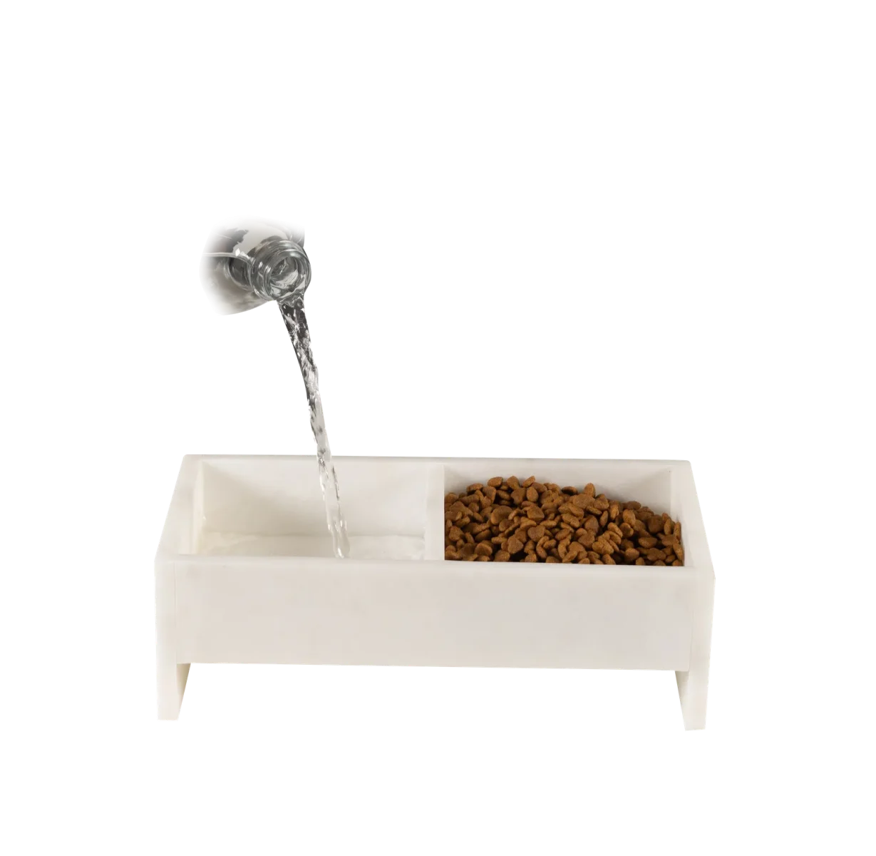 White Marble Double Pet Bowl