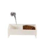 White Marble Double Pet Bowl